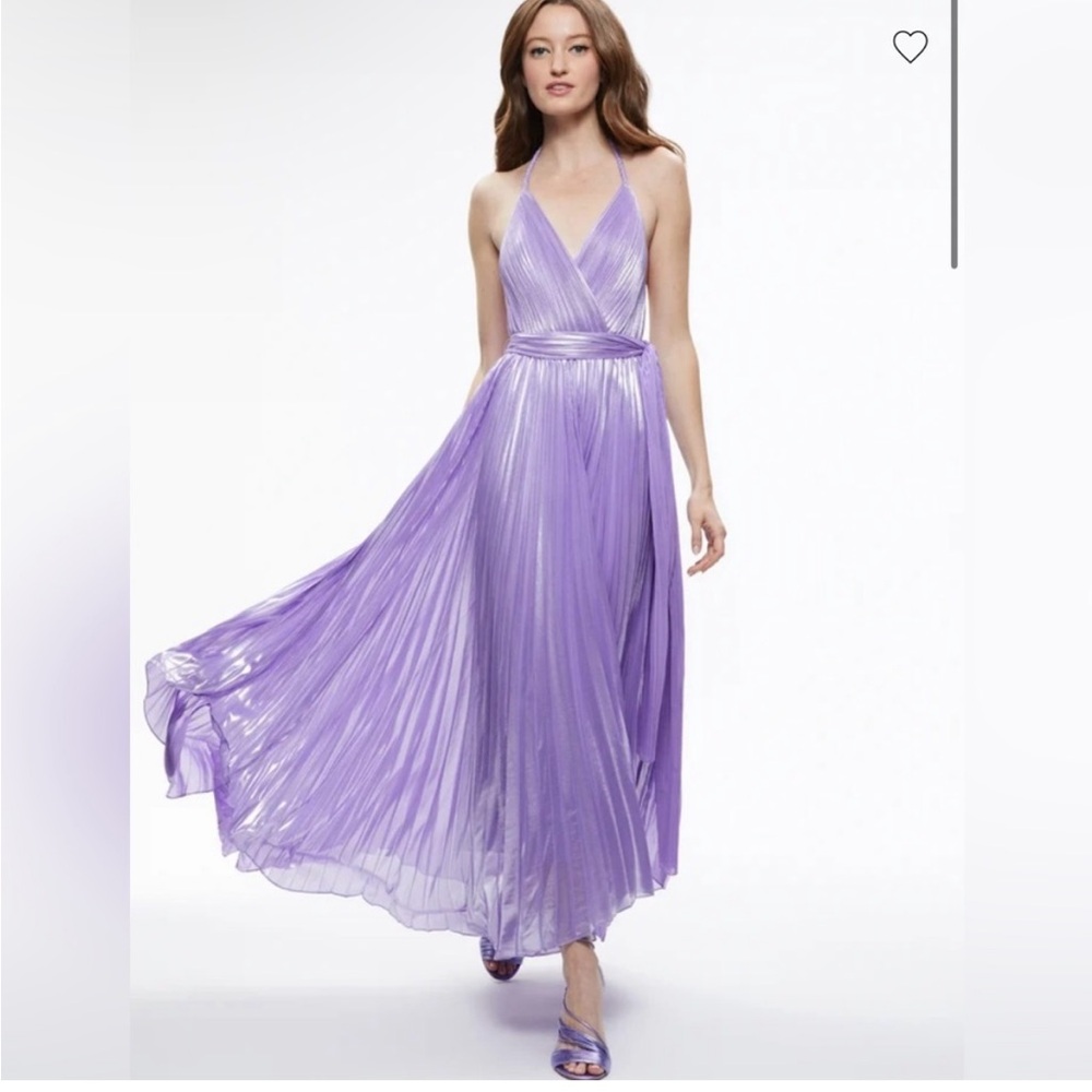 Alice + Olivia Arista Pleated Halter Maxi Dress